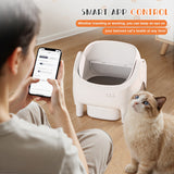 Homall Automatic Self-Cleaning Cat Litter Box – Large Open-Top Design for Multi-Cat Families, Integrated Safety Protection, Includes Trash Bags, Gray