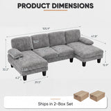 Homall 105" U-Shape 6 Seat Sectional Sofa with Chaise, Chenille Fabric Modular Couch for Living Room, Apartment