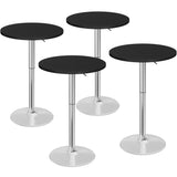 Homall 2 Pieces Bar Table Height Adjustable Bistro Pub Table Cocktail Round Table with Metal Base, White/Sliver