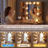 Homall Vanity Desk with Mirror, Power Outlet & LED Lights, Makeup Vanity Table with 2 Drawers & 4 Shelves, Dressing Table for Bedroom Dressing Room