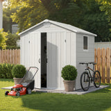 6x4ft Outdoor Plastic Storage Shed with Window,Weather-Resistant, Easy Assembly, Wood-Effect Garden Tool House,Light Gray