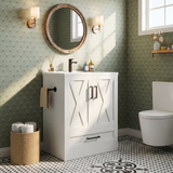Homall 24'' Bathroom Vanity with Sink, Freestanding Bathroom Cabinet with 2 Door & 1 Drawer, Farmhouse Bathroom Vanity with Basin