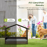 Homall Outdoor&Indoor Wicker Dog House with Removable Cushion Dog Shelter Dog Bed with Canopy Raised Dog Bed for Small/Medium Dogs