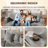 Homall 84''W Modern Sofa 3 Seat Adult Corduroy Couch with Wide Armrest Fabric Couch with USB Charging Ports for Living Room
