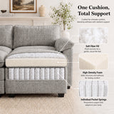 Homall 119" Modular Sectional Sofa with 3 Movable Ottomans, 3-Seat Configurable Cloud Couch for Living Room, Gray