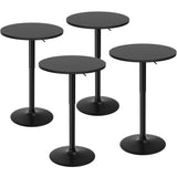 Homall 2 Pieces Bar Table Height Adjustable Bistro Pub Table Cocktail Round Table with Metal Base, White/Sliver