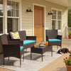 Homall 4 Pieces Outdoor Patio Furniture Brown PE Rattan Wicker Table and Chairs Set Backyard Poolside Garden Porch Sets with Cushioned