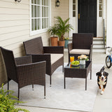 Homall 4 Pieces Patio Conversation Set Outdoor Furniture Rattan Chairs Wicker Seating with Cushion and Table Weather-resistant for Porch Garden Backyard