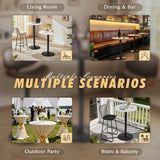 Homall 2 Pieces Bar Table Height Adjustable Bistro Pub Table Cocktail Round Table with Metal Base, White/Sliver