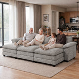 Homall 119" Modular Sectional Sofa with 3 Movable Ottomans, 3-Seat Configurable Cloud Couch for Living Room, Gray