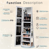 Homall 360° Swivel Jewelry Armoire Lockable 3-in-one Jewelry Cabinet Organizer with Full Length Mirror, White