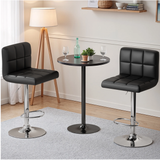 Homall Bar Stools Set of 2 Modern PU Leather Hydraulic Kitchen Counter Square Island Height Adjustable Swivel Barstool with Back