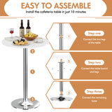 Homall Bistro Pub Table Round Bar Height Cocktail Table Metal Base MDF Top Obsidian Table with Black Leg 23.8-Inch Top, 39.5-Inch Height