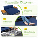 Homall Outdoor Daybed Patio Furniture Set Rattan Storage Daybed with Cushion and Side Table