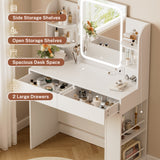 Homall Vanity Desk with 3 Colors LED Lighted Mirror, Makeup Vanity with Storage Shelves and Drawers, Vanity Table Dressing Table for Bedroom