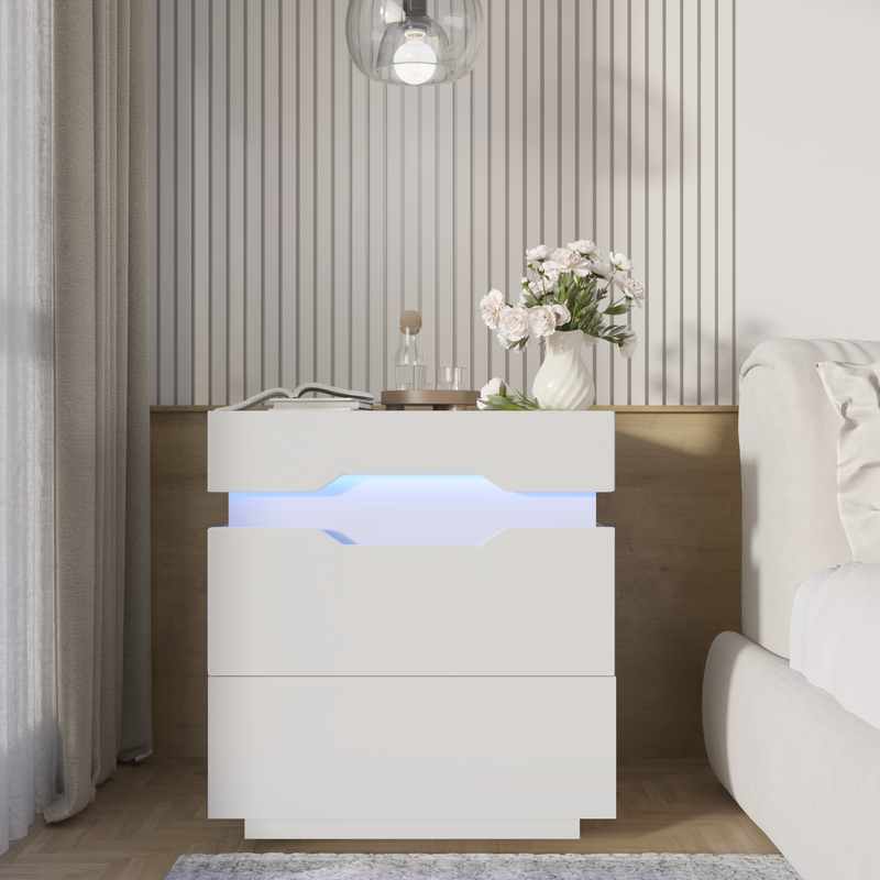 Homall Nightstand Drawers Led Bedside End Tale with Remote and Charging Ports