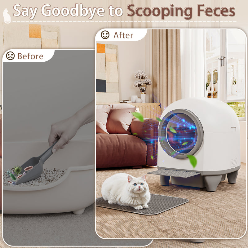 Homall Self Cleaning cat Litter Box with App Control Support WiFi and Safety Protection,Automatic Cat Litter Box for Multiple Cats with A Complimentary Garbage Bag