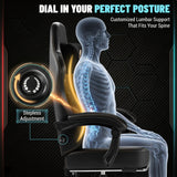 Vyrox Gaming Chair with Adjustable Lumbar Support and Footrest, Ergonomic High Back Reclining Computer Chair, Black