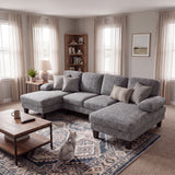 Homall 105" U-Shape 6 Seat Sectional Sofa with Chaise, Chenille Fabric Modular Couch for Living Room, Apartment