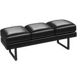 Vyrox 61" Upholstered Bedroom Bench, Set of 3 PU Leather Entryway Bench with Heavy-Duty Metal Legs for Living Room, Office & Lobby