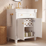 Homall 30'' Bathroom Vanity with Ceramic Sink, Storage Cabinet & Towel Bar, Modern Farmhouse Bathroom Vanity for Small Bathrooms & Powder Rooms