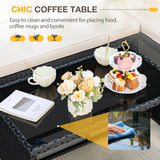 Lacoo 3 Pieces Patio Furniture Conversation Set All-Weather Wicker Rattan Outdoor Furniture Set with Tempered Glass Coffee Table for Backyard