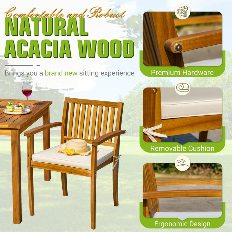 Homall Patio Furniture 5 Sets with 35.4" Square Acacia Wood Table and Chairs with Cushions,Burlywood