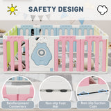 Homall 16-Panel Baby Playpen Kids Activity Centre Playard Center with Lock Door Rubber Bases