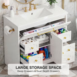 Homall 36'' Bathroom Vanity with Ceramic Sink, Freestanding Bathroom Cabinet with 5 Drawers & 1 Door, Modern Bathroom Vanity