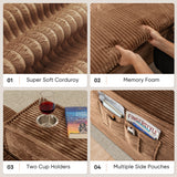 Homall 109" L-Shape Memory Foam Modular Sectional Sofa 3 Seat Oversized Upholstered Deep Seat Sofa Couch for Living Room,Bedroom and Apartment