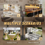 Homall 2 Pieces Bar Table Height Adjustable Bistro Pub Table Cocktail Round Table with Metal Base, White/Sliver