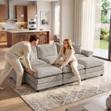 Homall 119" Modular Sectional Sofa with 3 Movable Ottomans, 3-Seat Configurable Cloud Couch for Living Room, Gray