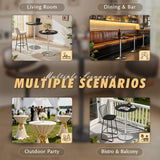 Homall 2 Pieces Bar Table Height Adjustable Bistro Pub Table Cocktail Round Table with Metal Base, White/Sliver