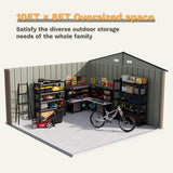 Homall 10' x 8' ft Outdoor Metal Storage Shed with Sloping Roof and Double Lockable Door for Backyard, Gray