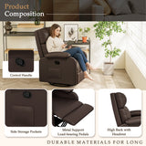 Homall 360° Massage Swivel Rocker Recliner Small Rocking PU Leather Chairs with Side Pockets for Small Spaces