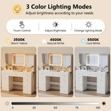 Homall Makeup Vanity with LED Mirror & Charging Station, Vanity Set with Mirrored Cabinet, Drawers & Glass Tabletop, Black Vanity Desk for Bedroom