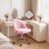 Vyrox Home Office Chair, Adjustable Swivel Vanity Chair with Wheels, Upholstered Mid-Back Rolling Task Chair, Armless Desk Chair for Bedroom, Living Room, Study