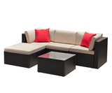 LACOO 5 Pieces Patio Sectional Set PE Rattan Outdoor All-Weather Wicker Conversation Set with Table