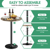 Homall Bistro Pub Table Round Bar Height Cocktail Table Metal Base MDF Top Obsidian Table with Black Leg 23.8-Inch Top, 39.5-Inch Height