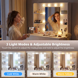 Homall Vanity Desk with Mirror, Power Outlet & LED Lights, Makeup Vanity Table with 2 Drawers & 4 Shelves, Dressing Table for Bedroom Dressing Room