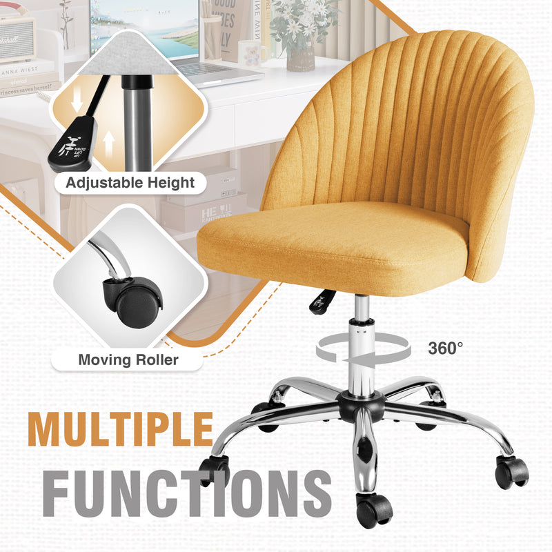 Homall Home Office Chair Adjustable Vanity Chairs Mid Back Rolling Task Chairs for Bedroom, Living Room or Study