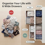 Homall 6 Drawer Double Dresser Equipped with an Anti-Toppling Device, Modern Wood Chest of Drawer for Living Room Bedroom