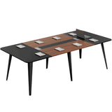 Homall 8ft Conference Table for 10, Modern Seminar Boardroom Table for Office Conference Room, Large Meeting Table with Cable Grommets, Walnut & Black