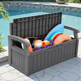 Homall 80 Gallon Plastic Storage Bench Made Of Durable Weatherproof Resin And Deck-Box Organized Storage Compartment For Outdoor Patios And Lawns
