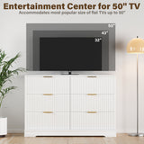 Homall Fluted 6 Drawers Dresser for Bedroom, 48" Modern Chest of Drawers with Metal Handle, Wood Closet Storage Organizer for Living Room