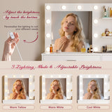 Homall Vanity Desk with Mirror and LED Lights, Makeup Vanity with 7 Drawers & 4 Shelves, Vanity Table with Power Outlet for Bedroom Dressing Room