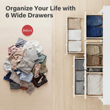 Homall 6 Drawer Double Dresser Equipped with an Anti-Toppling Device, Modern Wood Chest of Drawer for Living Room Bedroom