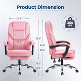 Vyrox Ergonomic Executive Office Chair with Massage Lumbar Support & Footrest, Reclining High Back Leather Office Chair with Padded Armrests, Adjustable Height Desk Chair