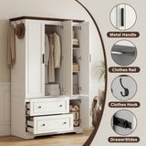 Homall 71" 3-Door Armoire Wardrobe Closet , Modern Storage Armoire with Drawers, Shelves & Hooks for Bedroom