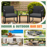 Homall 3 Pieces Patio Bistro Chairs Set, Outdoor PE Rattan Chairs with Cushions and Coffee Table Conversation Set